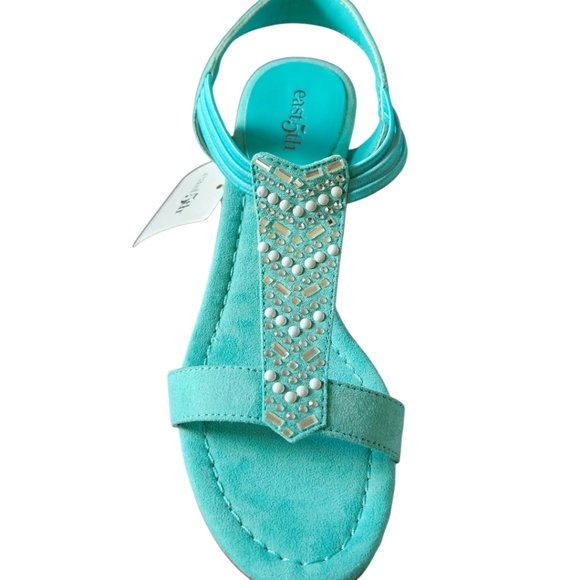 EAST 5TH Women's Turquoise Wedge Sparkle Rhinestone High Heel Sandal NIB Size 5M - Picture 7 of 16